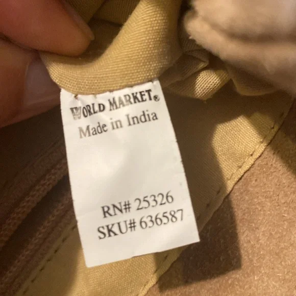 Cost Plus World Market Tan Suede Bag with Beaded Handles - Picture 5 of 7